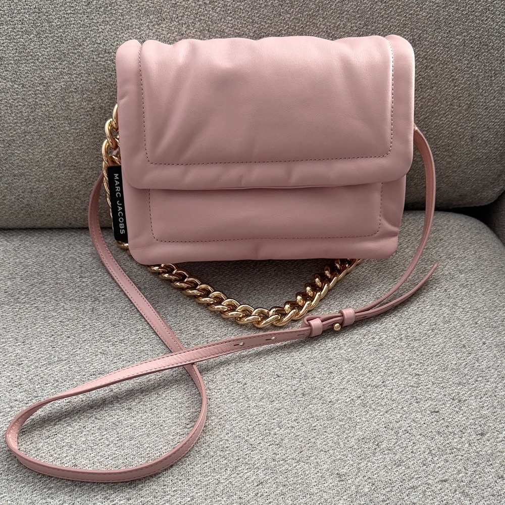Marc Jacobs “The Pillow” Blush Crossbody Bag with Gold Chain